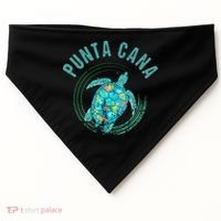 Punta Cana Beach Sea Turtle Illustration Gift USA-Made Doggie Bandana thumb 0