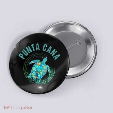 Punta Cana Beach Sea Turtle Illustration Gift Button
