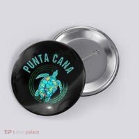 Punta Cana Beach Sea Turtle Illustration Gift Button thumb 0