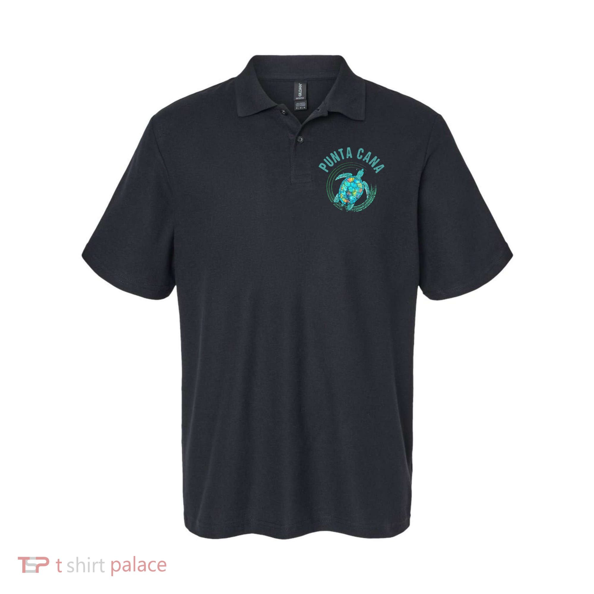 Punta Cana Beach Sea Turtle Illustration Gift Polo