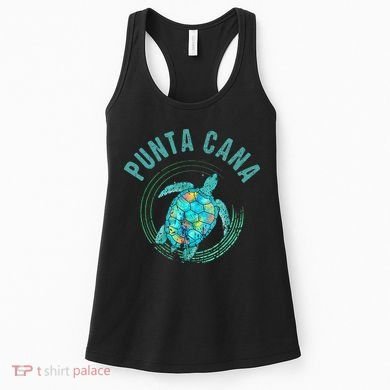 Punta Cana Beach Sea Turtle Illustration Gift Women's Tank Top
