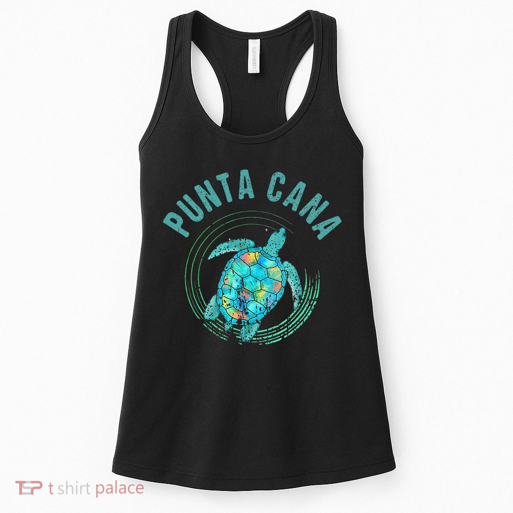 Punta Cana Beach Sea Turtle Illustration Gift Women's Tank Top