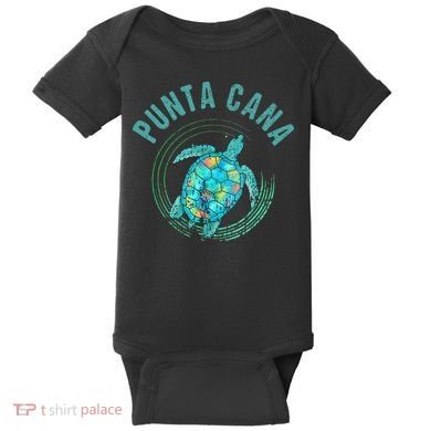 Punta Cana Beach Sea Turtle Illustration Gift Baby Bodysuit