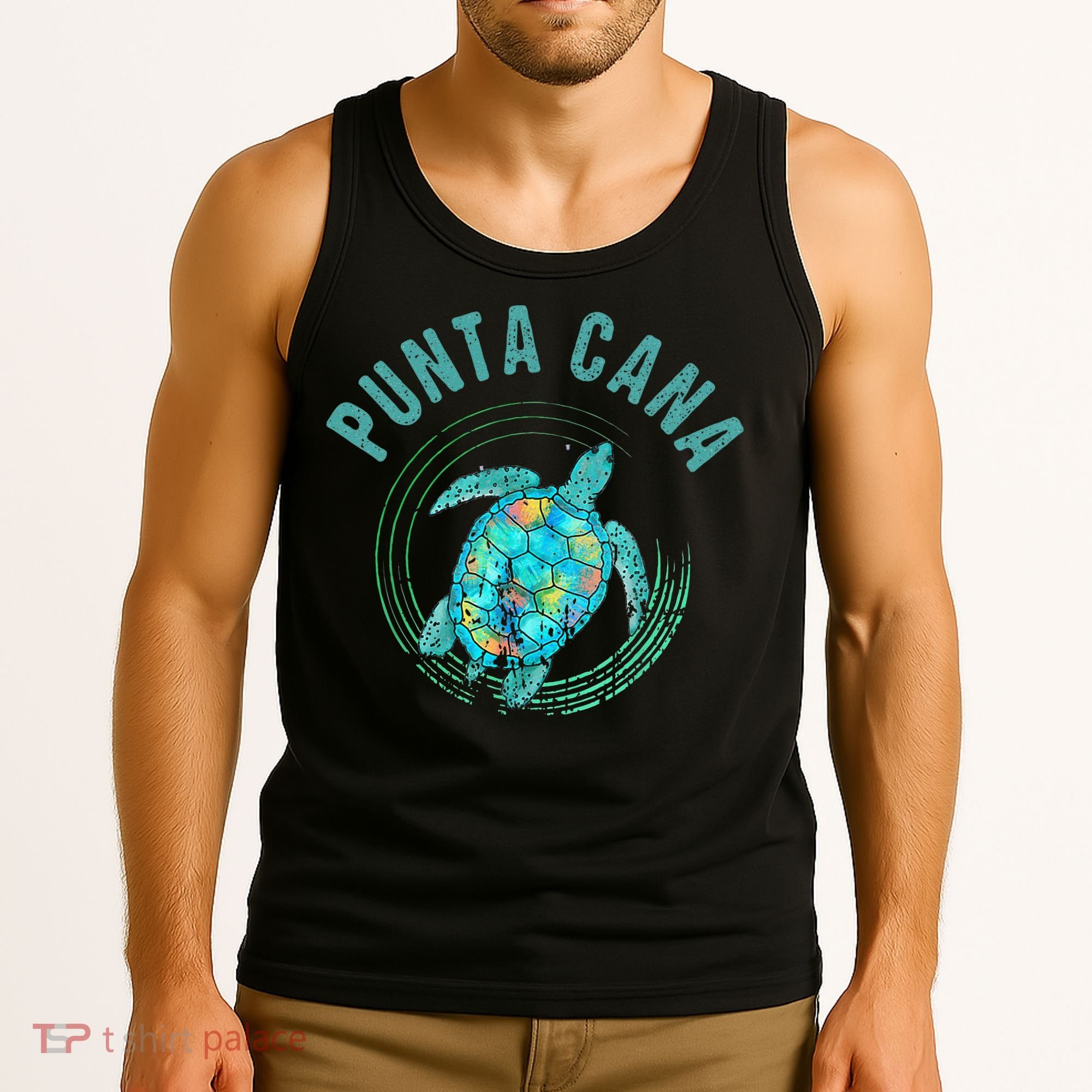 Punta Cana Beach Sea Turtle Illustration Gift Tank Top
