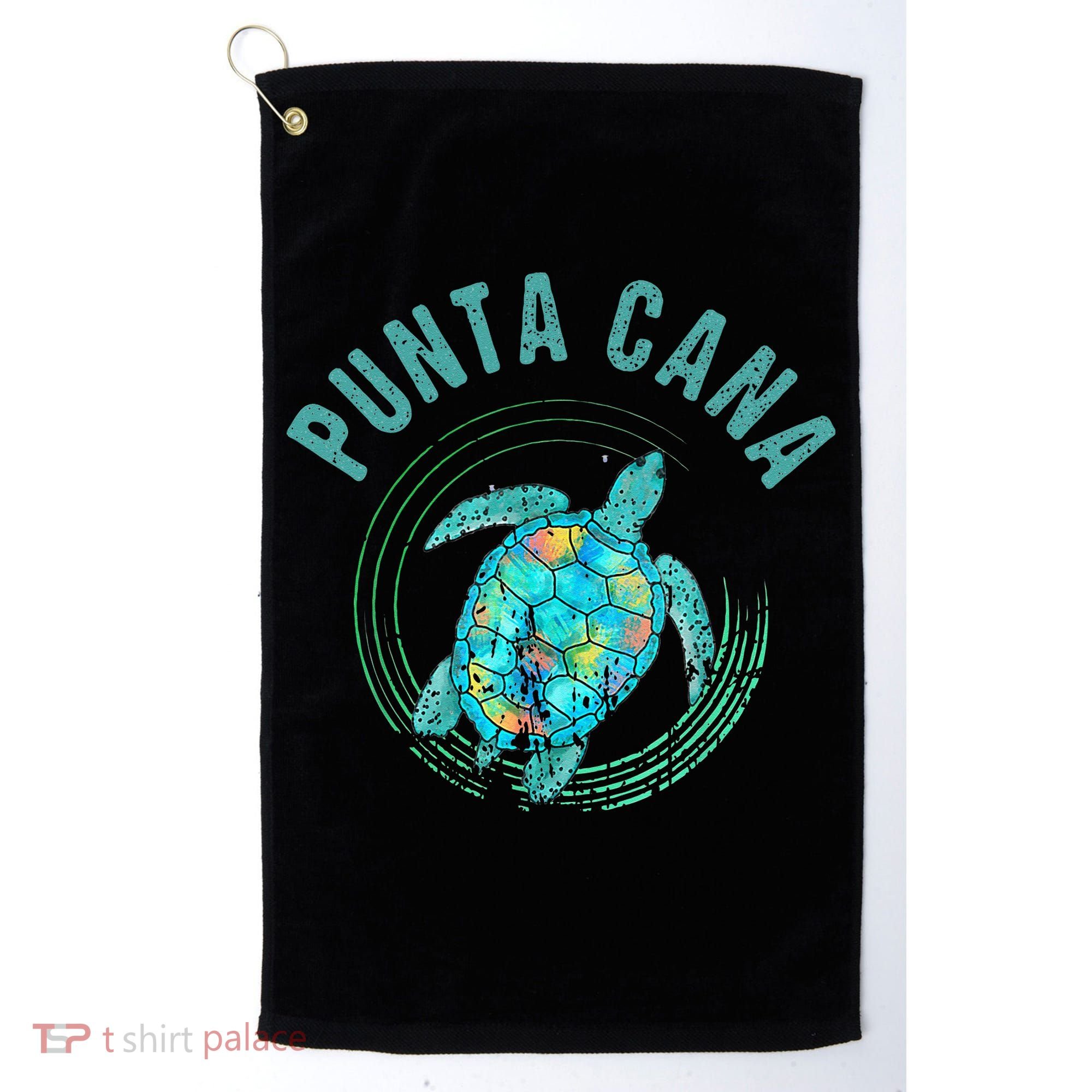 Punta Cana Beach Sea Turtle Illustration Gift Golf Towel