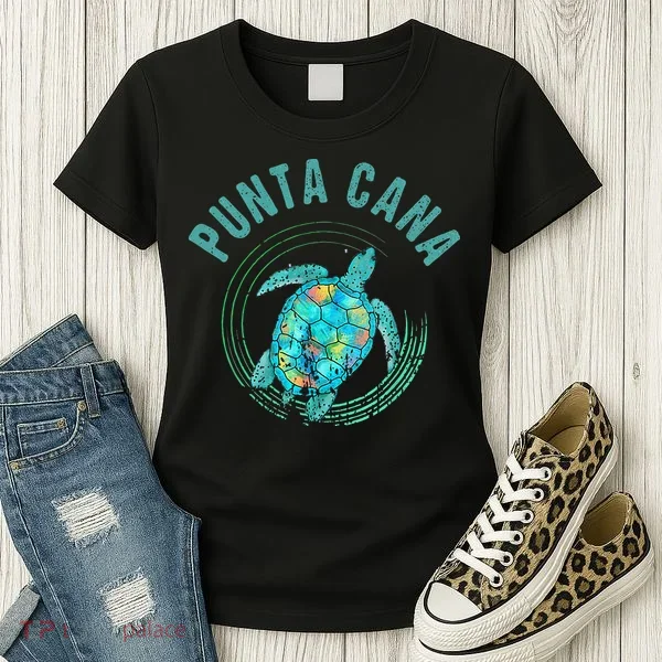 Punta Cana Beach Sea Turtle Illustration Gift Women's T-Shirt