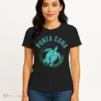 Punta Cana Beach Sea Turtle Illustration Gift Women's T-Shirt thumb 4