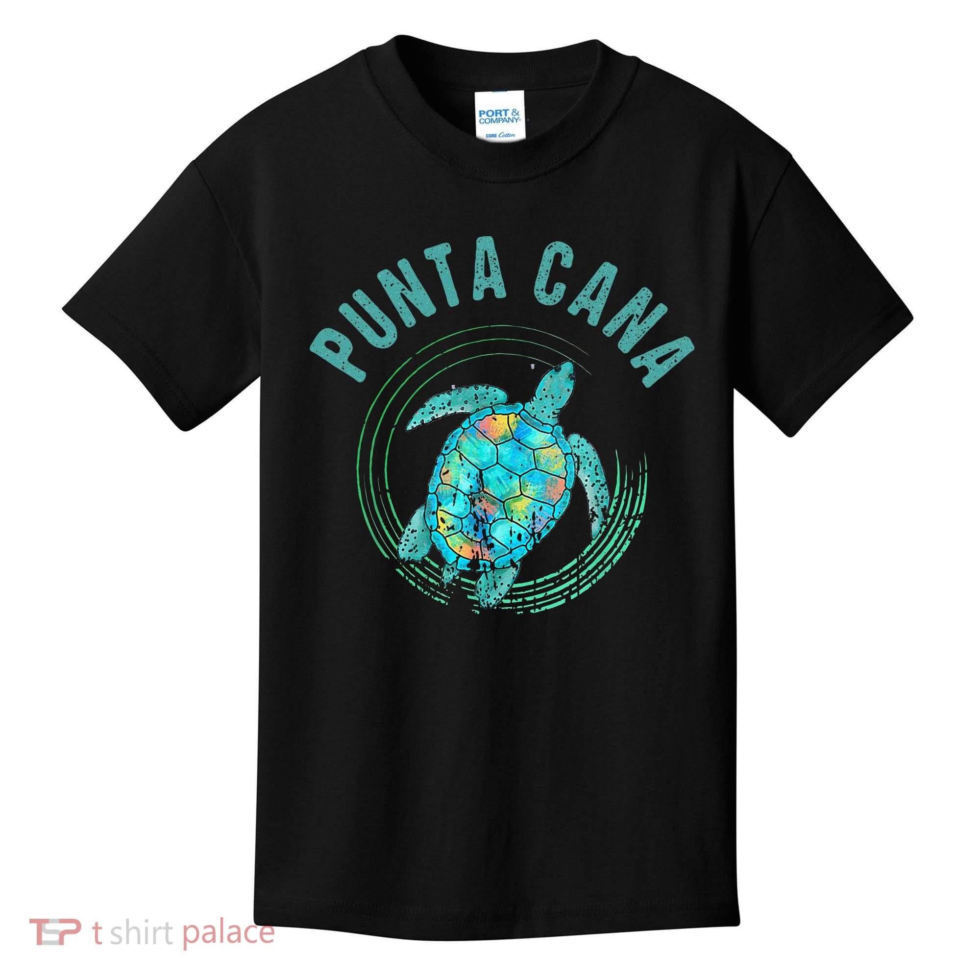 Punta Cana Beach Sea Turtle Illustration Gift Kids T-Shirt