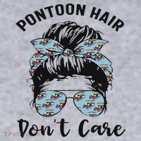 Pontoon Captain Boating Pontoon Hair Don't Care Messy Bun Women's Sweatshirt thumb 2