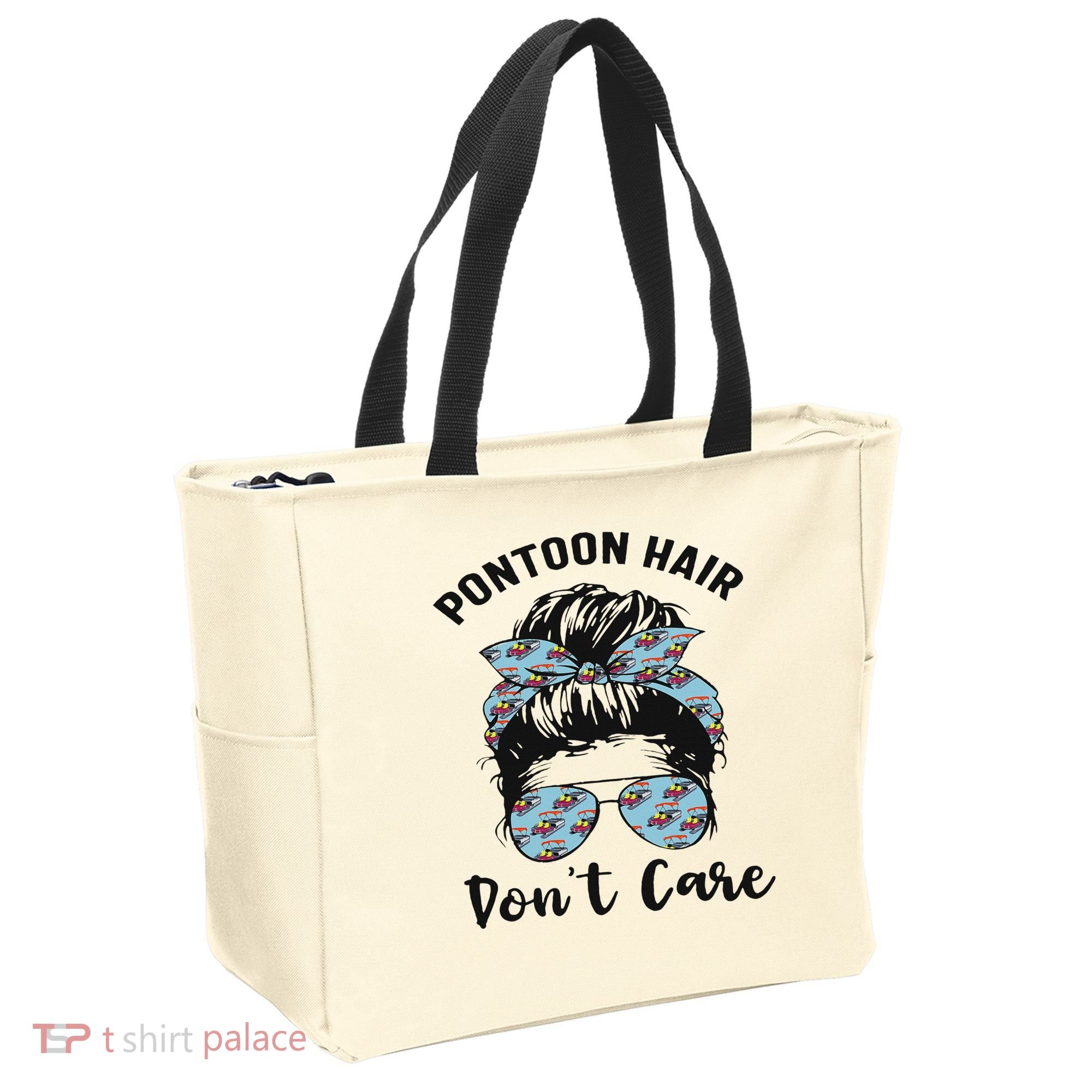 Pontoon Captain Boating Pontoon Hair Don't Care Messy Bun Tote Bag