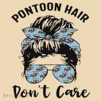 Pontoon Captain Boating Pontoon Hair Don't Care Messy Bun Tote Bag thumb 4