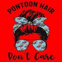 Pontoon Captain Boating Pontoon Hair Don't Care Messy Bun Santa Hat thumb 1