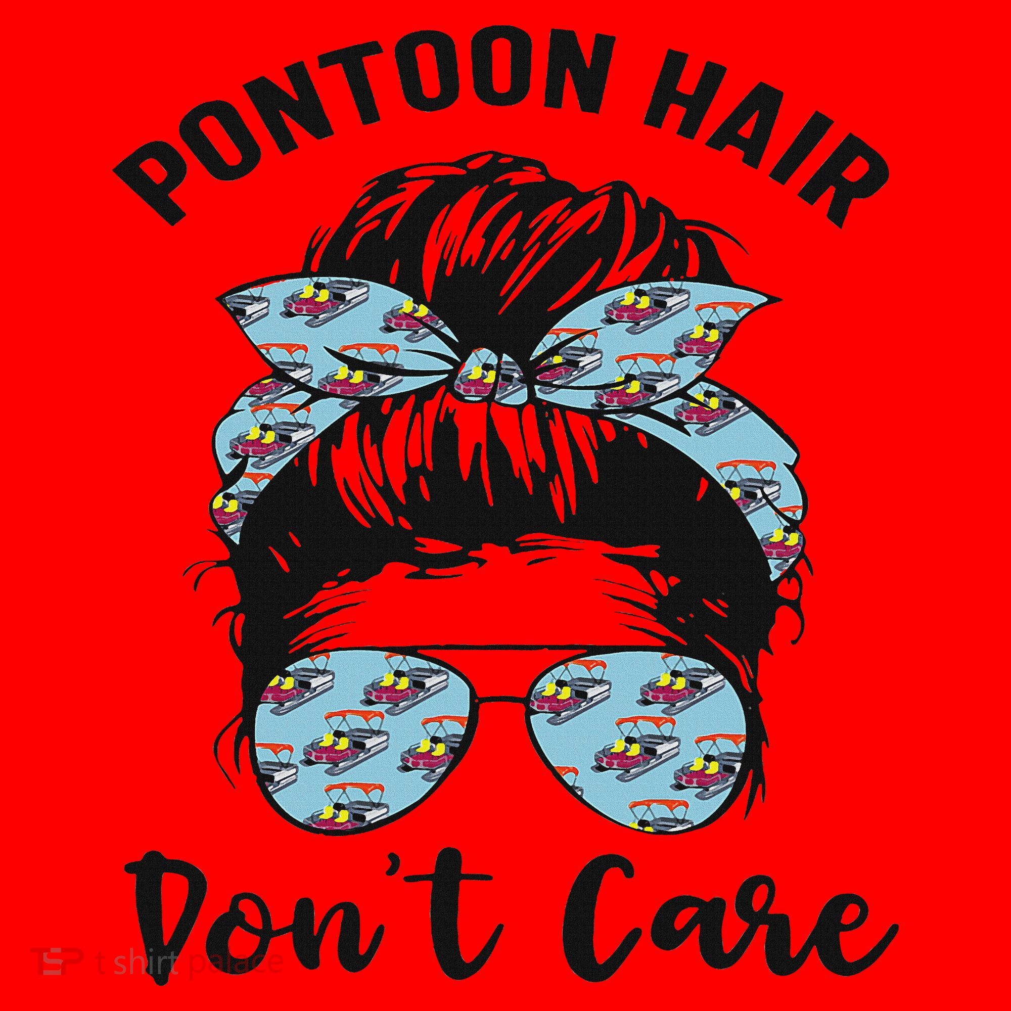 Pontoon Captain Boating Pontoon Hair Don't Care Messy Bun Santa Hat