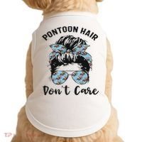 Pontoon Captain Boating Pontoon Hair Don't Care Messy Bun Doggie Tank thumb 0