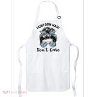Pontoon Captain Boating Pontoon Hair Don't Care Messy Bun Apron thumb 0