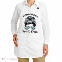 Pontoon Captain Boating Pontoon Hair Don't Care Messy Bun Apron thumb 2