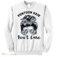 Pontoon Captain Boating Pontoon Hair Don't Care Messy Bun Sweatshirt thumb 0