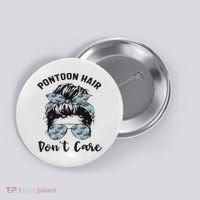 Pontoon Captain Boating Pontoon Hair Don't Care Messy Bun Button thumb 0