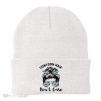 Pontoon Captain Boating Pontoon Hair Don't Care Messy Bun Beanie thumb 0