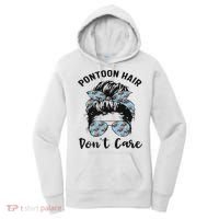 Pontoon Captain Boating Pontoon Hair Don't Care Messy Bun Women's Hoodie thumb 0
