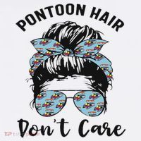 Pontoon Captain Boating Pontoon Hair Don't Care Messy Bun Women's Hoodie thumb 2