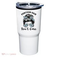Pontoon Captain Boating Pontoon Hair Don't Care Messy Bun Tumbler thumb 0