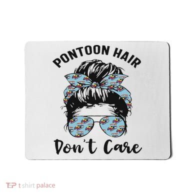 Pontoon Captain Boating Pontoon Hair Don't Care Messy Bun Mousepad