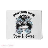 Pontoon Captain Boating Pontoon Hair Don't Care Messy Bun Mousepad thumb 0
