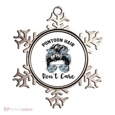 Pontoon Captain Boating Pontoon Hair Don't Care Messy Bun Ornament