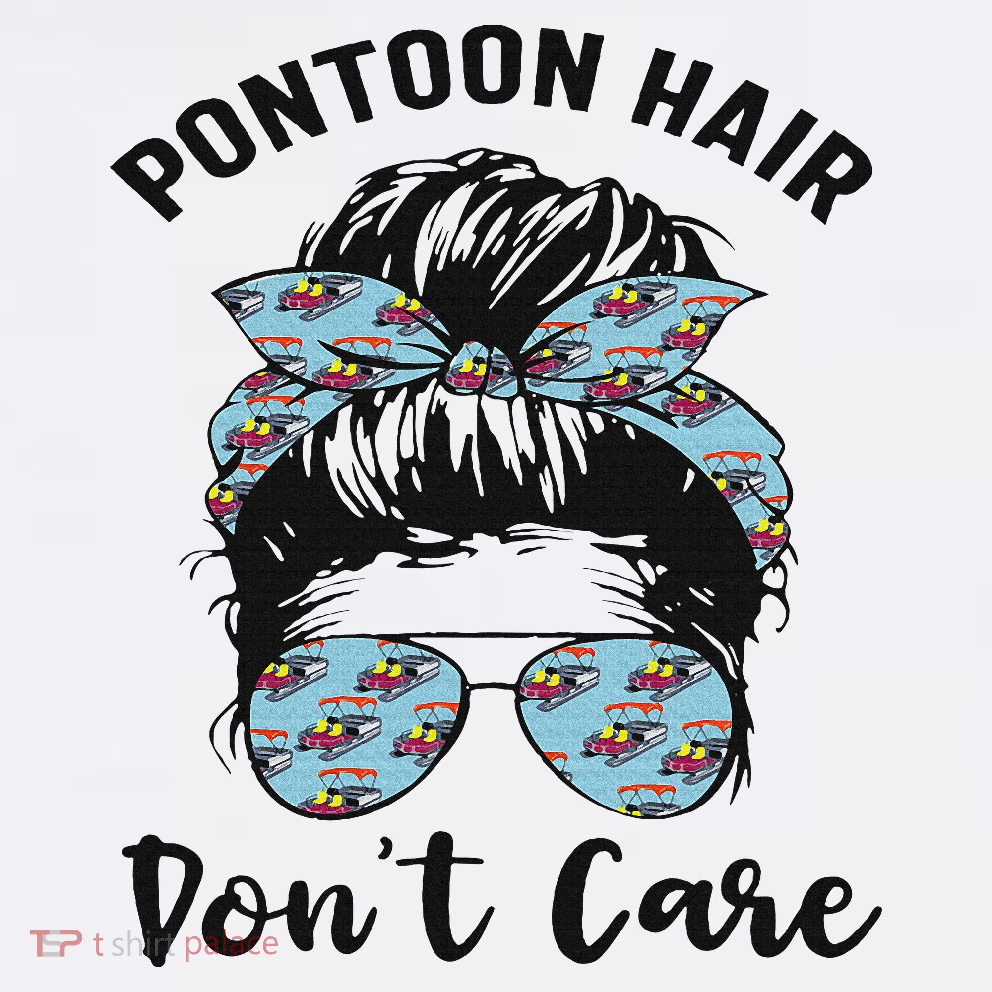 Pontoon Captain Boating Pontoon Hair Don't Care Messy Bun Women's Tank Top