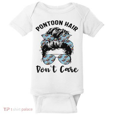 Pontoon Captain Boating Pontoon Hair Don't Care Messy Bun Baby Bodysuit