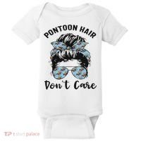 Pontoon Captain Boating Pontoon Hair Don't Care Messy Bun Baby Bodysuit thumb 0