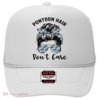 Pontoon Captain Boating Pontoon Hair Don't Care Messy Bun Hat thumb 0