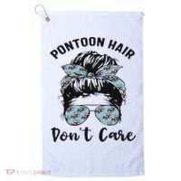 Pontoon Captain Boating Pontoon Hair Don't Care Messy Bun Golf Towel thumb 0