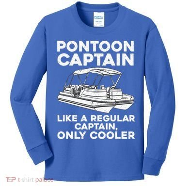 Pontoon Captain Boat Owner Kids Long Sleeve Shirt