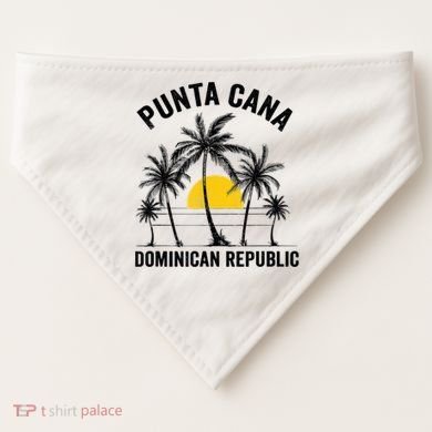 Punta Cana Beach Souvenir Rd Dominican Republic USA-Made Doggie Bandana