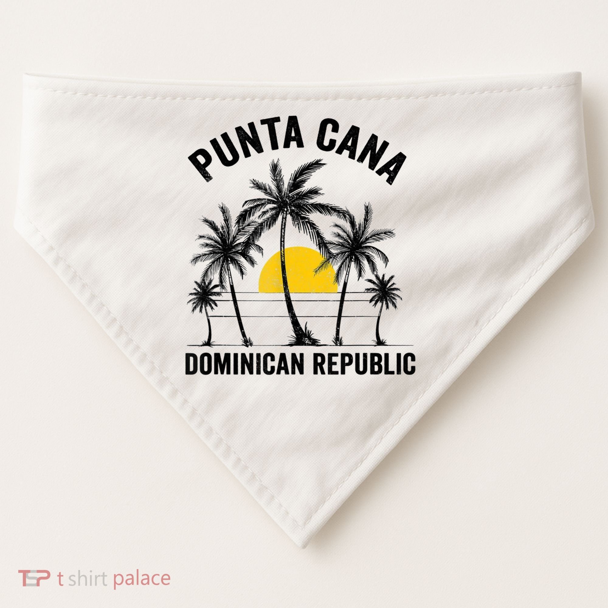 Punta Cana Beach Souvenir Rd Dominican Republic USA-Made Doggie Bandana
