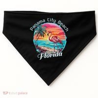 Panama City Beach Florida Beach Flamingo Tropical Souvenir USA-Made Doggie Bandana thumb 0