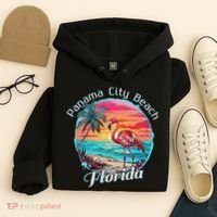 Panama City Beach Florida Beach Flamingo Tropical Souvenir Hoodie thumb 4