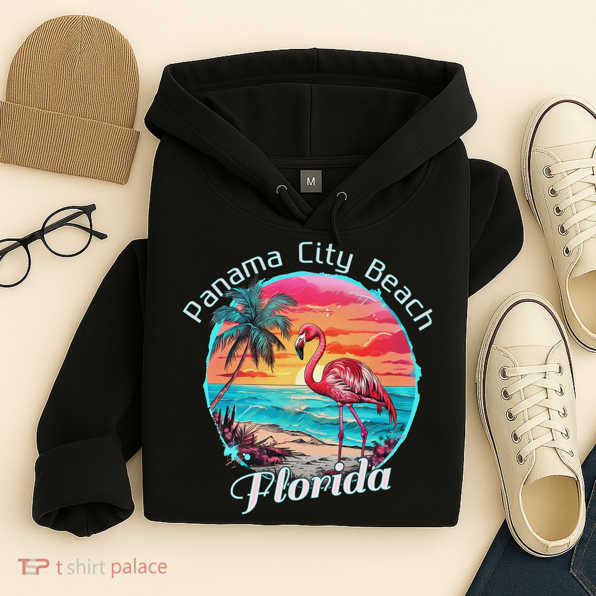 Panama City Beach Florida Beach Flamingo Tropical Souvenir Hoodie