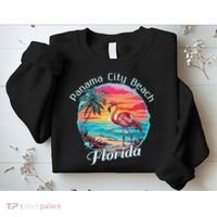 Panama City Beach Florida Beach Flamingo Tropical Souvenir Sweatshirt thumb 2