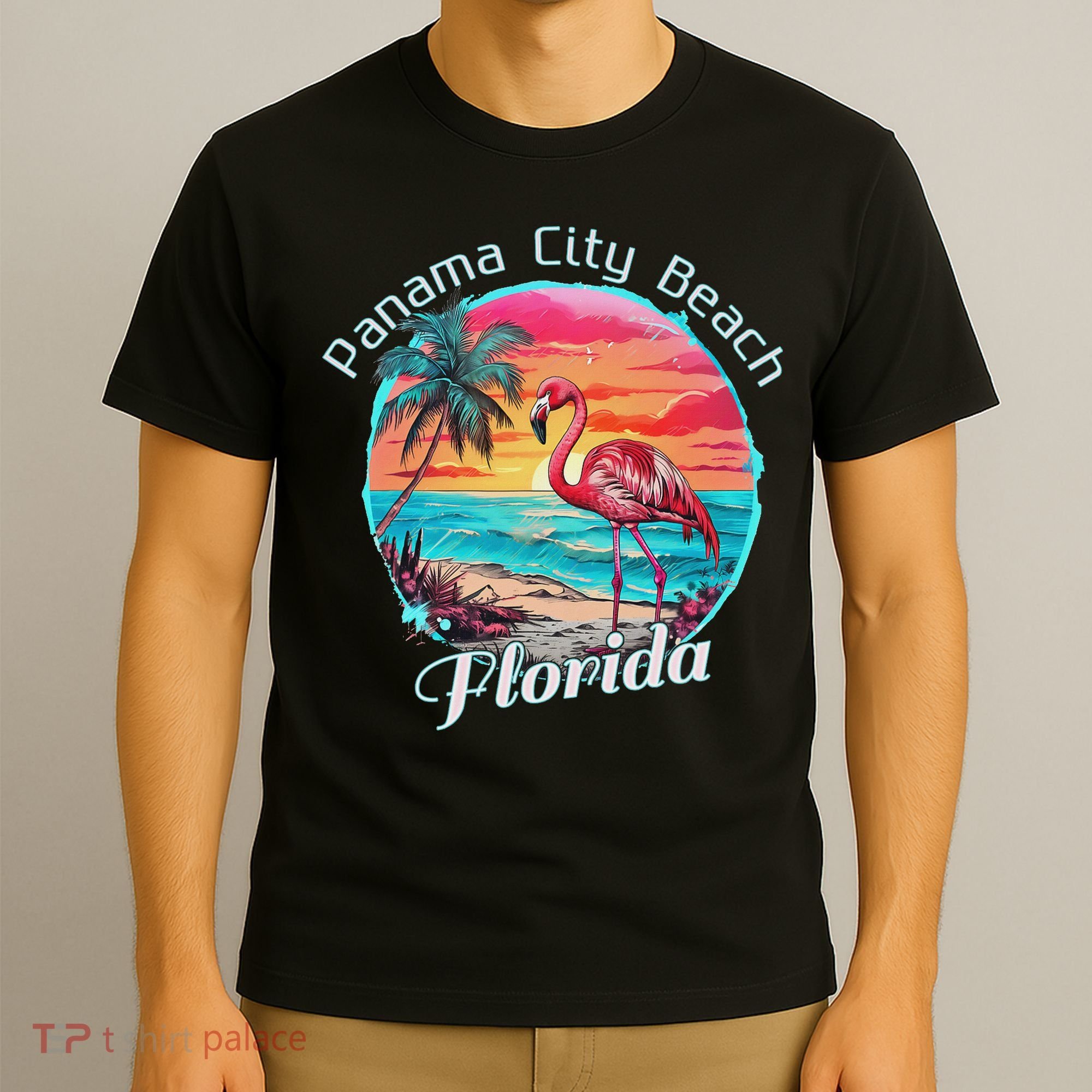 Panama City Beach Florida Beach Flamingo Tropical Souvenir T-Shirt