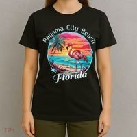 Panama City Beach Florida Beach Flamingo Tropical Souvenir T-Shirt thumb 4