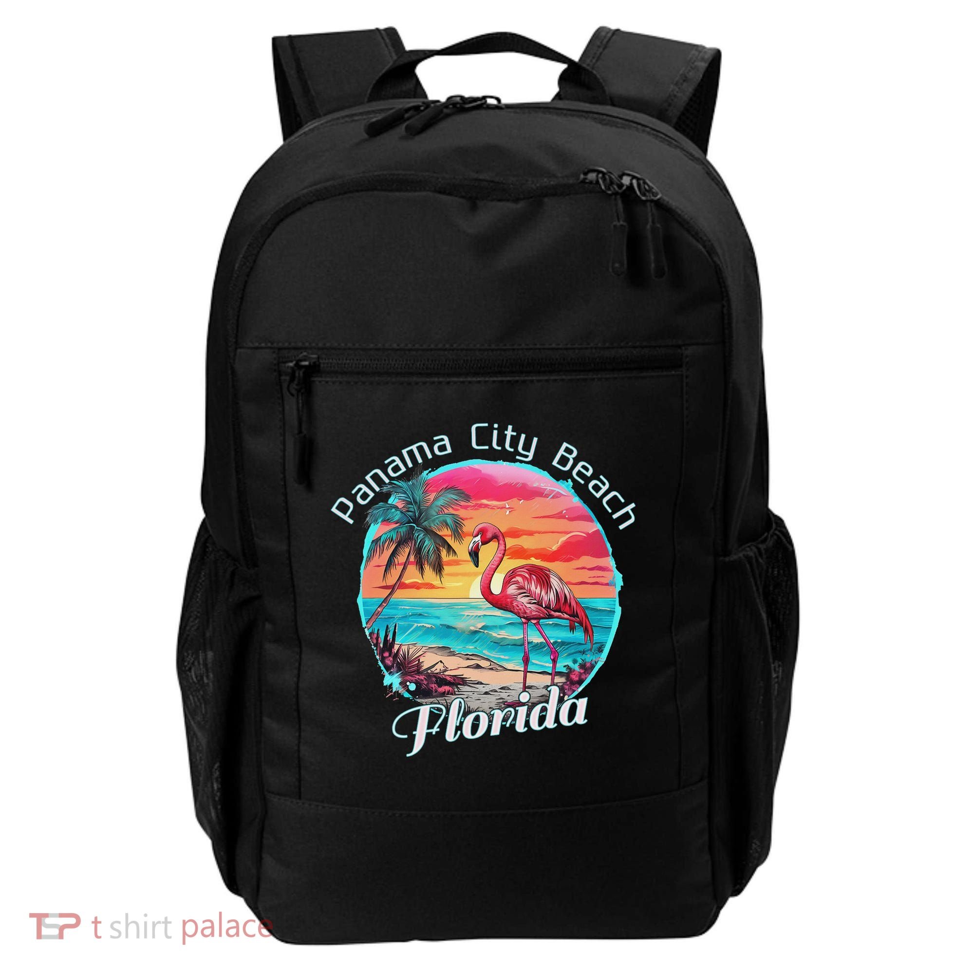 Panama City Beach Florida Beach Flamingo Tropical Souvenir Backpack