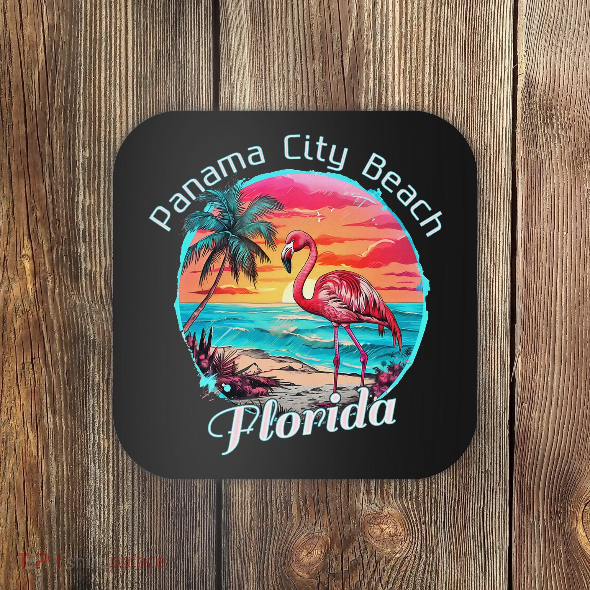 Panama City Beach Florida Beach Flamingo Tropical Souvenir Coaster