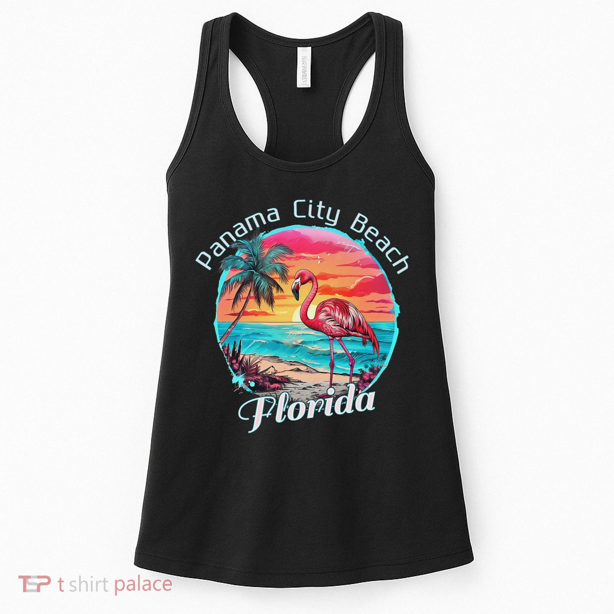 Panama City Beach Florida Beach Flamingo Tropical Souvenir Women's Tank Top