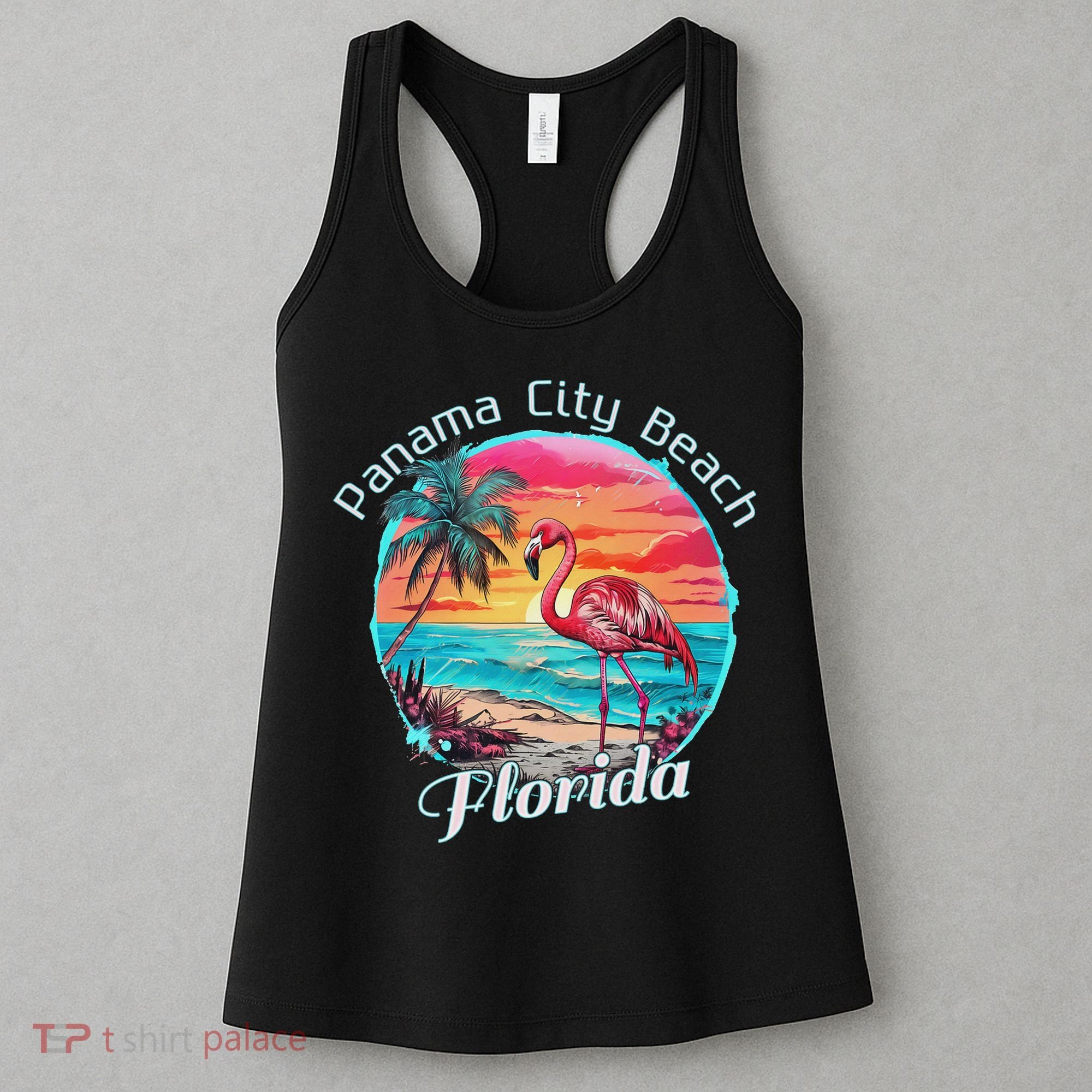 Panama City Beach Florida Beach Flamingo Tropical Souvenir Women's Tank Top