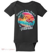 Panama City Beach Florida Beach Flamingo Tropical Souvenir Baby Bodysuit thumb 0