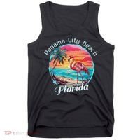 Panama City Beach Florida Beach Flamingo Tropical Souvenir Tank Top thumb 0
