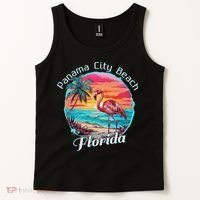 Panama City Beach Florida Beach Flamingo Tropical Souvenir Tank Top thumb 2